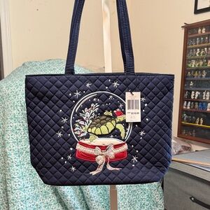 Vera Bradley Navy Quilted Tote with Turtle Design